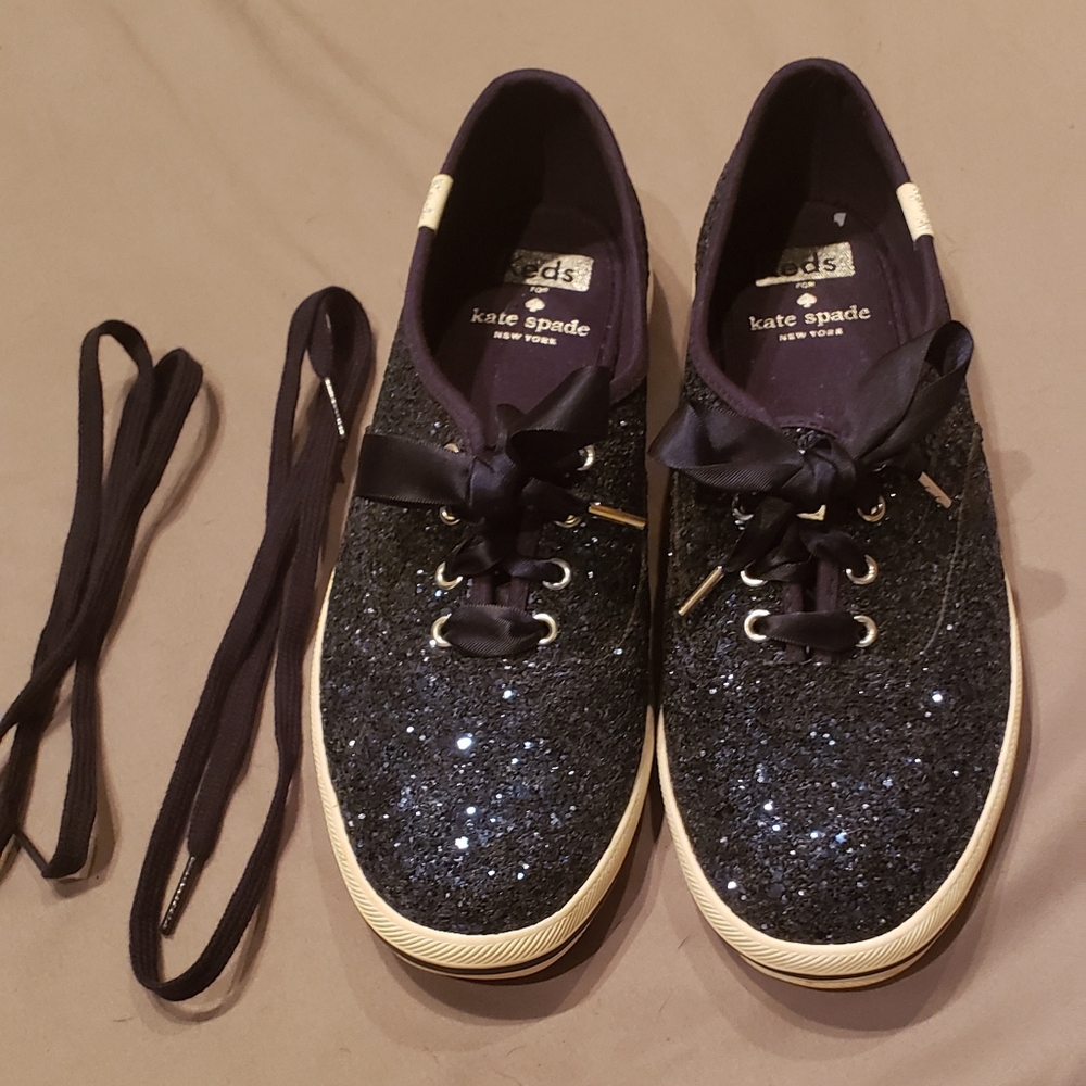 Navy Glitter Keds x Kate Spade, Size W 7